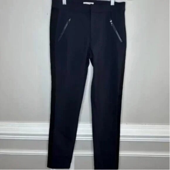 Rebecca Taylor Ava Techy Navy Pants with Tuxedo Black Stripe Size 4 - Picture 3 of 11